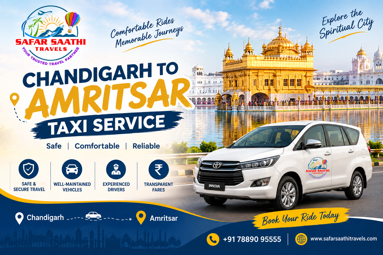 Chandigarh to Amritsar Taxi Service
